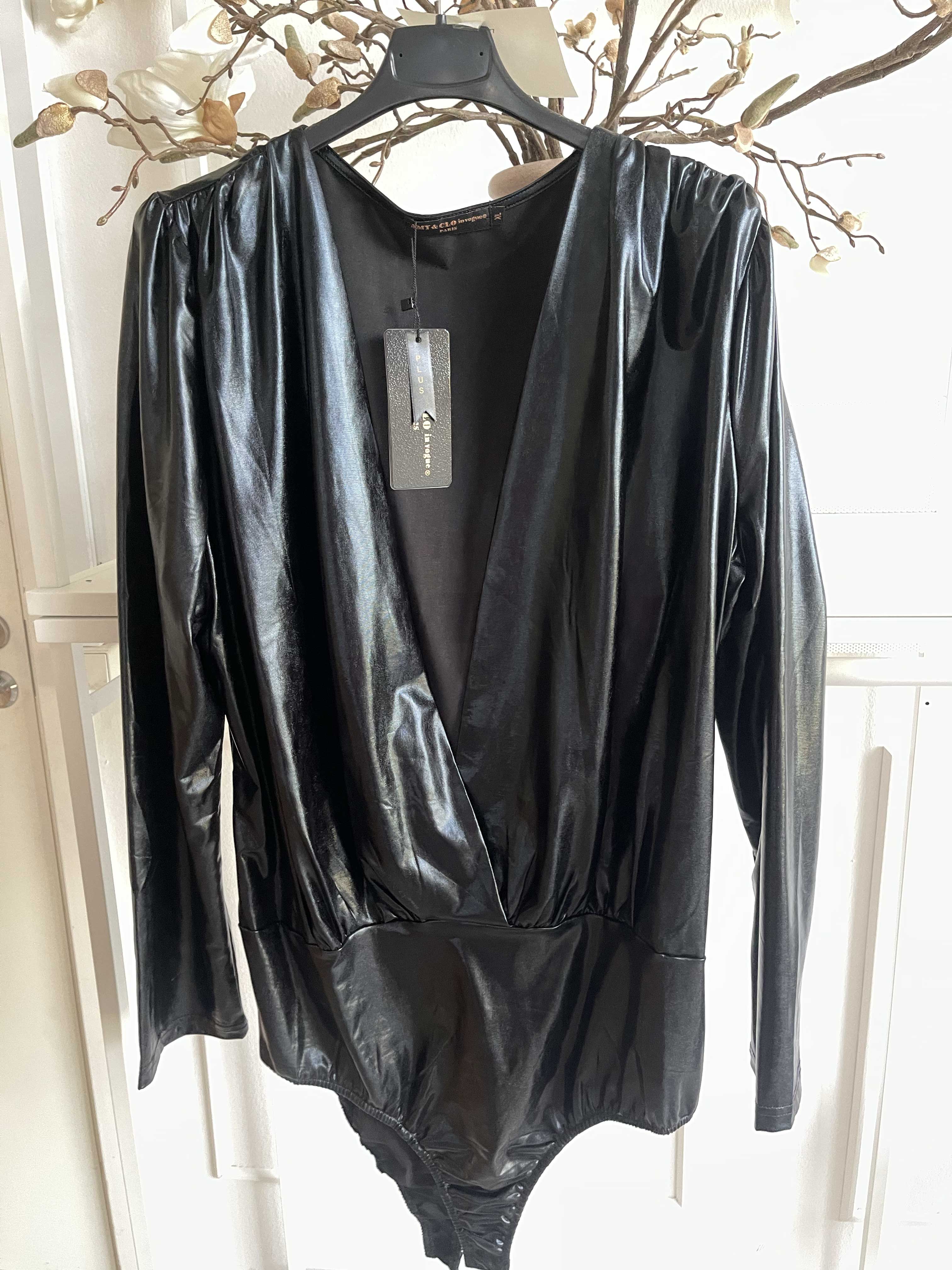 Isidora - Sort shiny plus size bodystocking